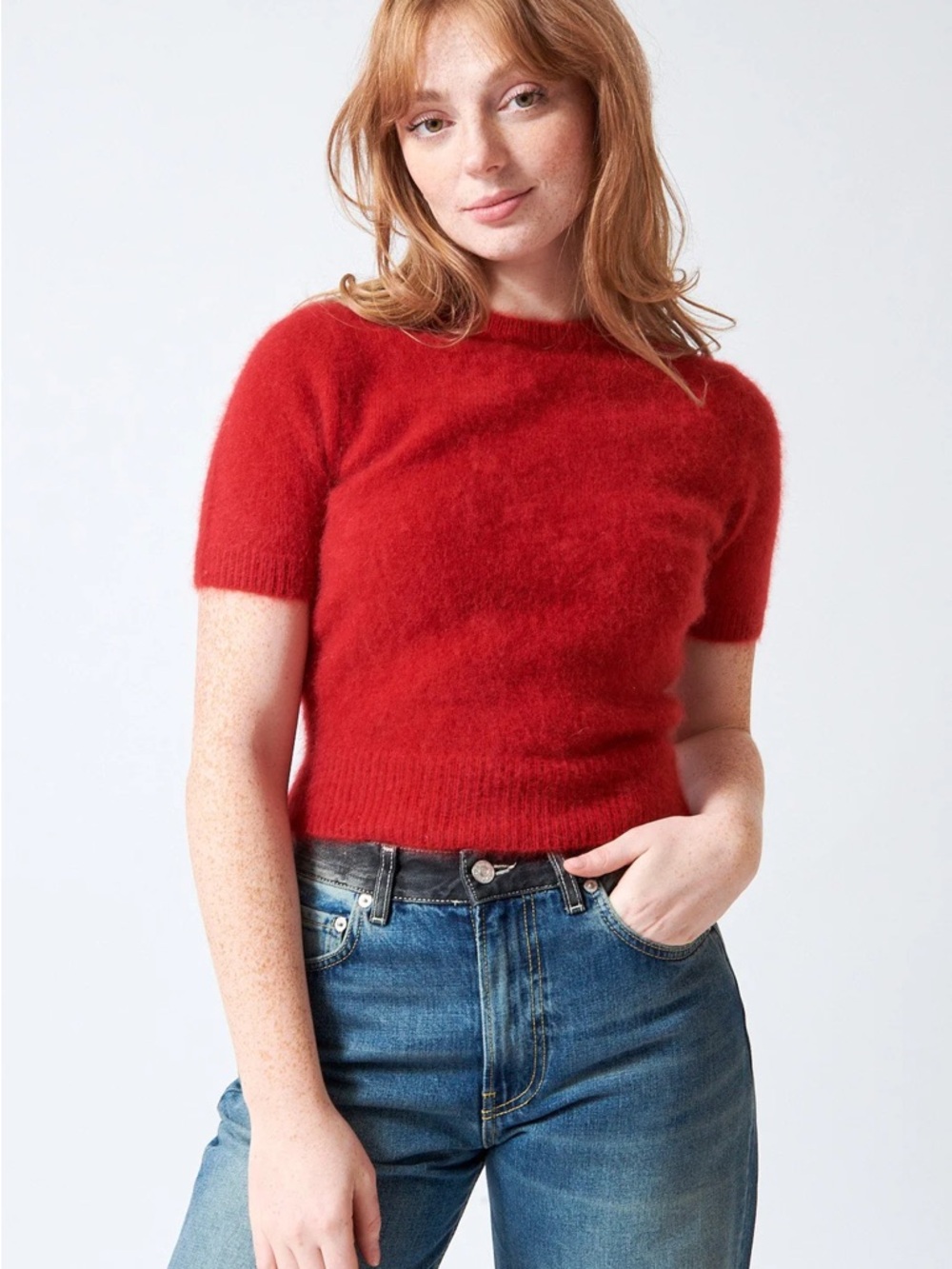 White + Warren Brushed Cashmere Short-Sleeve Tee NWT size‎ small 100% cashmere